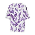 thumbnail image 5 of Feancey Summer Tops for Women 2025 Plus Size Alzheimer Awareness Shirt Loose Fit Casual Purple Floral Pritn Blouses Lightweight Casual Mid Length Linen Shirts, 5 of 5