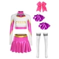 thumbnail image 3 of iiniim Womens Cheer Leader Costumes Set Schoolgirl Cheerleading Cosplay Halloween Party Uniform Hot Pink XL, 3 of 7