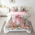 thumbnail image 3 of Manfei Princess Pink Dress 7-Piece Bedding Comforter Set for Girls, Romantic Eiffel Tower King Bedding Sets, Valentines Day Reversible Bed Sheets, Luxury Bedroom Decor, 3 of 8