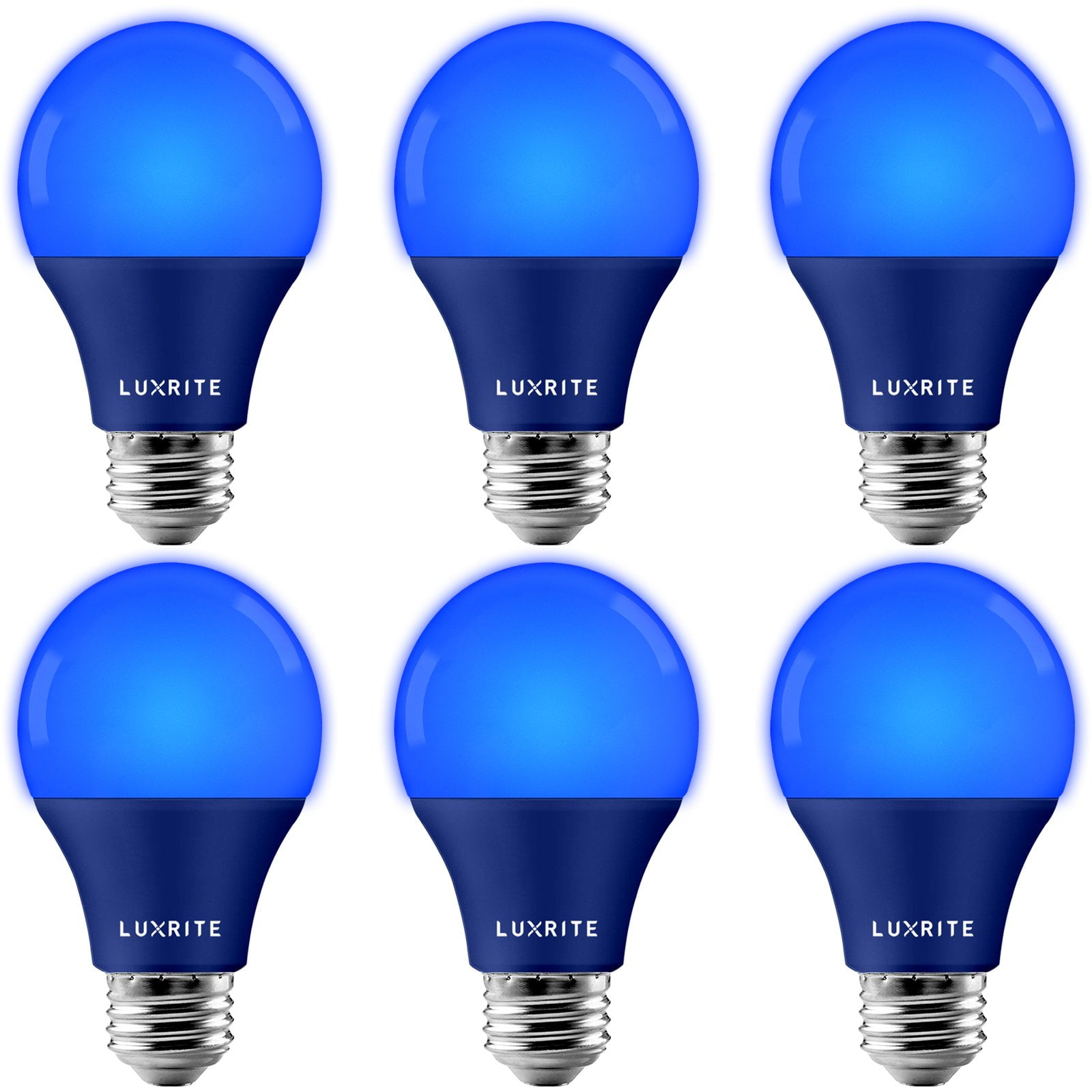 Luxrite A19 LED Blue Light Bulbs 60W Equivalent NonDimmable UL Listed