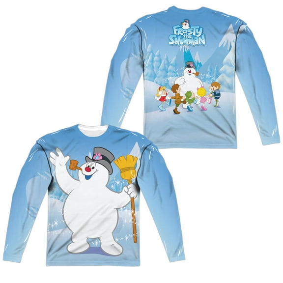 Frosty The Snowman - Frosty Wave (Front/Back Print) - Regular Fit Long Sleeve Shirt - Small