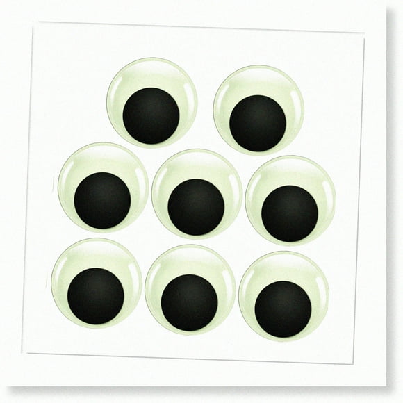 GlowWiggle: 8pcs Luminous Googly Stickers - Self Adhesive, 40mm Plastic, Perfect for DIY, Scrapbooking & Decorations!
