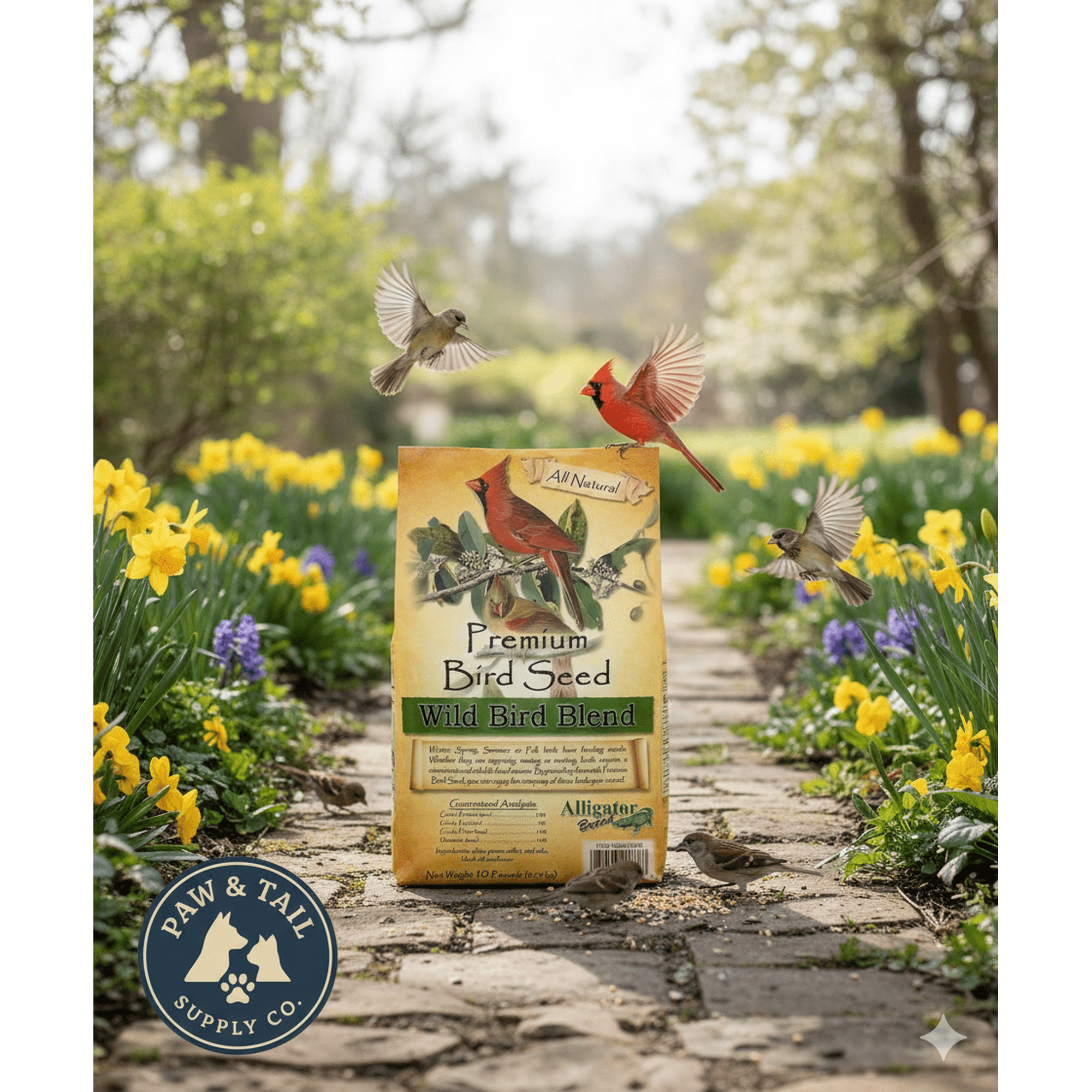 Alligator Premium Wild Bird Seed Blend 5 lb No Corn Natural Year-Round Feed