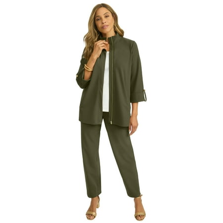 Jessica London Women's Plus Size Knit Crepe Winged Collar Set