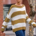 thumbnail image 4 of LYXSSBYX Women Fall Sweaters Dress for Women 2022 Hot Sale Clearance Women's Fashion Stripe Long Sleeves Round Neck Color Matching Loose Tops Blouse Knitted Sweater, 4 of 5