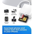 thumbnail image 4 of SD Card Reader for iPhone iPad,Oyuiasle Trail Game Camera Micro SD Card Reader Viewer,SLR Cameras SD Reader with Dual Slot,Photography Memory Card Adapter,Plug and Play, 4 of 10