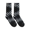 thumbnail image 4 of Men's Black Silver Stripe Novelty Athletic Socks Women's Digital Printing Funky Patterned Crew Socks, 4 of 7