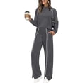 thumbnail image 2 of EASYBRAUS Women 2 Piece Sweatsuit Set Long Sleeve Crewneck Sweatshirt Wide Leg Split Pants XS-XXL, 2 of 5