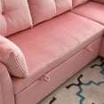 thumbnail image 5 of Modular Sectional Sofa Set, L-Shaped Sectional Sofa Couch with Reversible Chaise, 4 Seater Sofa with Pull Out Bed and Storage Seat for Living Room Small Space, Pink, 5 of 7