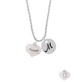 thumbnail image 2 of Delight Jewelry Precious White Heart with Baby Feet Silvertone Script Initial Disc - M - Charm Necklace, 20"+3", 2 of 4