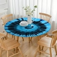 thumbnail image 3 of Blue Tie Dye Mandala Pattern Round Fitted Tablecloth with Elastic Edge,Dining Table Cover Waterproof,Outdoor Round Tablecloth for Camping,Dining,Indoor and Outdoor, 3 of 7