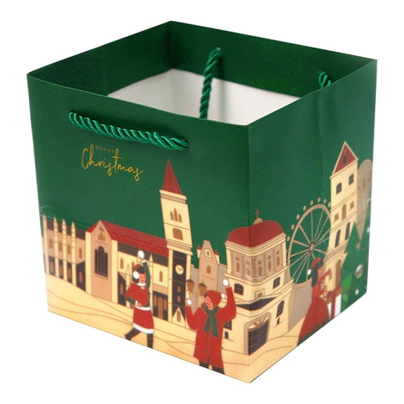10pc Christmas Gift Handbag, Christmas Eve Decorated Bag, Red And Green Christmas Paper Gift Bag