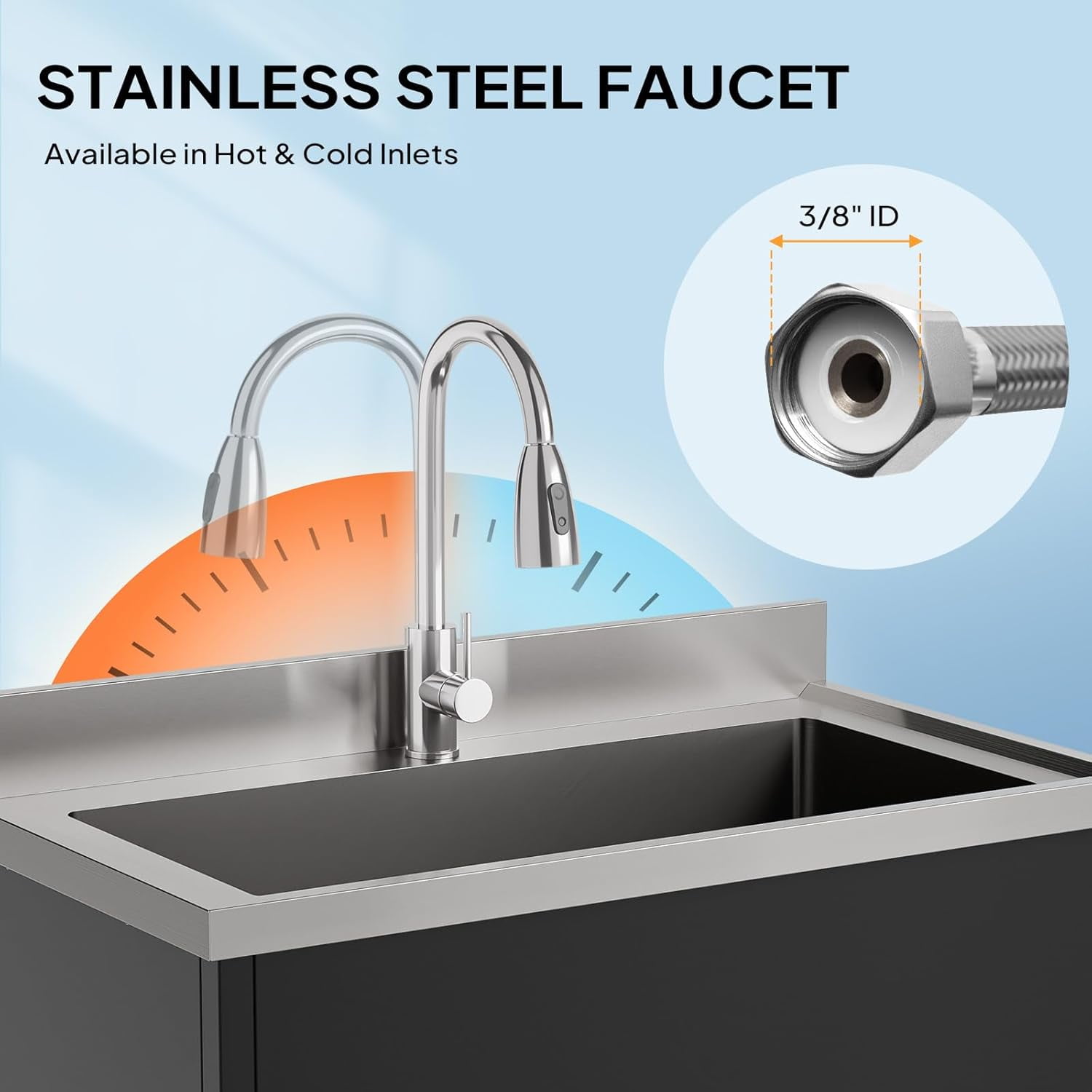 Ktaxon Stainless Steel Utility Sink, Free Standing Sink with Faucet, Perfect for Laundry Room, Kitchen, Restaurant, Garage, Backyard, 20"D x 36"W x 38"H