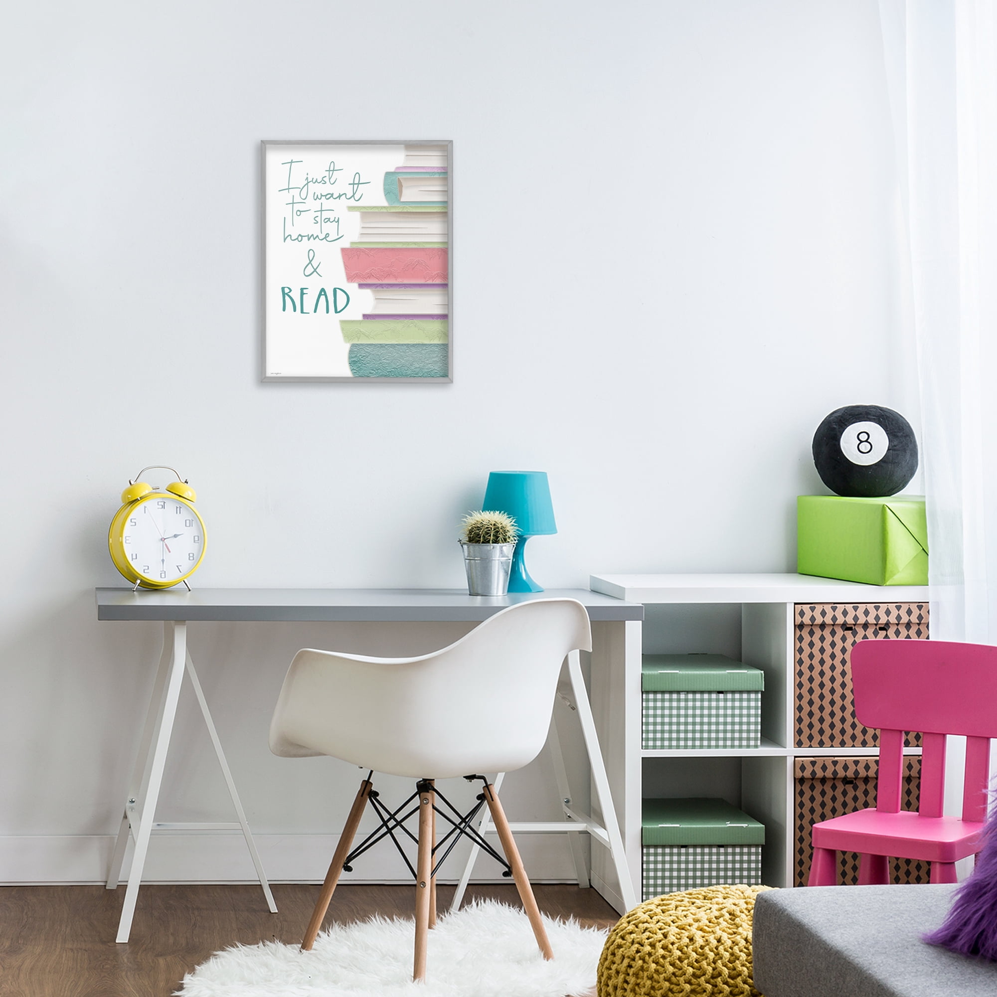 Stupell Industries Stay Home & Read Gray Framed Giclee Art, design by Seven Trees Design