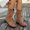 Brown, variant on Women's Tassel Ankle Boots for Women Mid Calf Low Heel Thick Sole Round Toe Pleated Detail Boho Casual Boots Brown 40