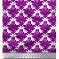 thumbnail image 1 of Soimoi Tissu Georgette Poly Violet Imprimé Damas Filigrane Orné au Mètre 52 Pouces de Large, 1 of 5