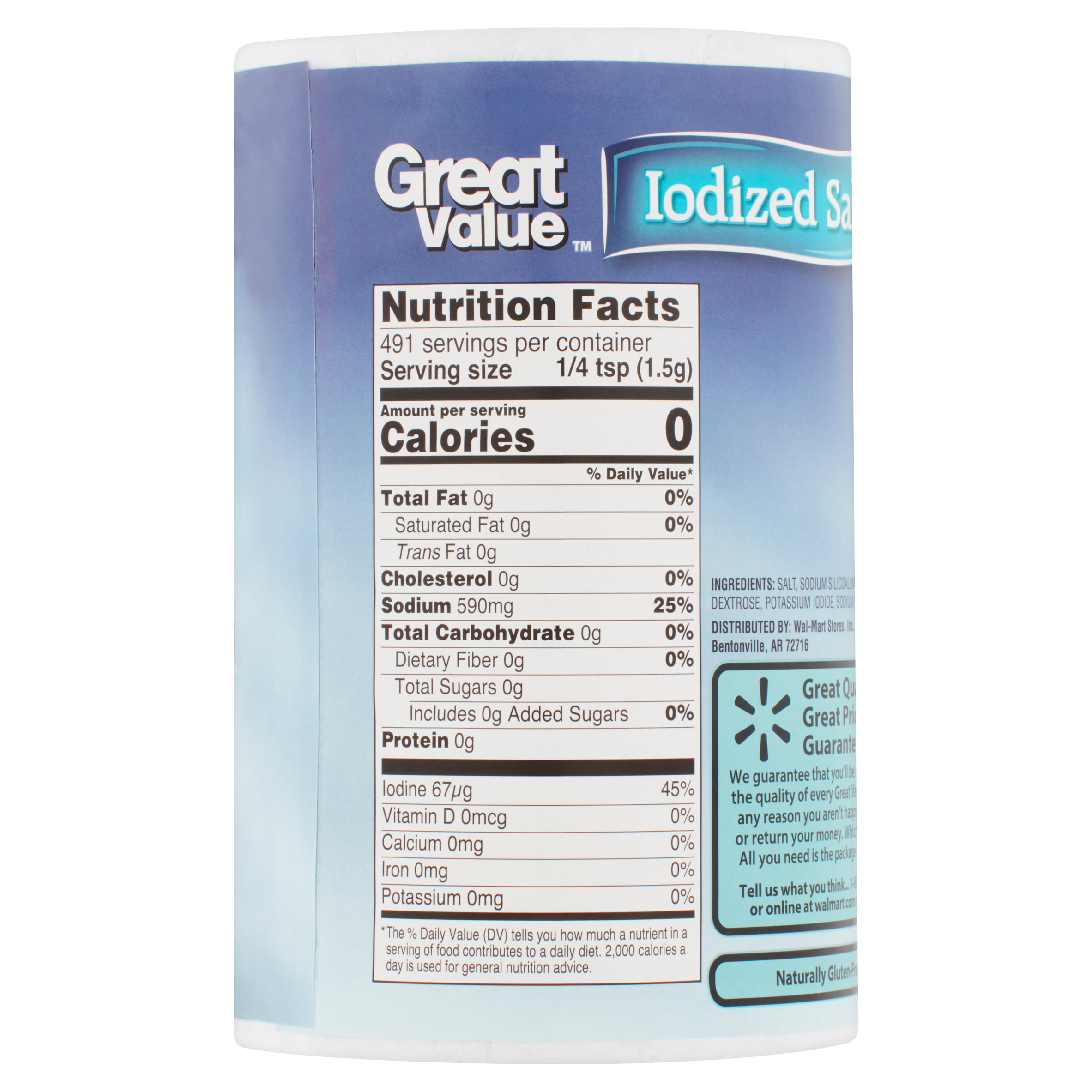 Great Value Iodized Salt 26 Oz Walmartcom