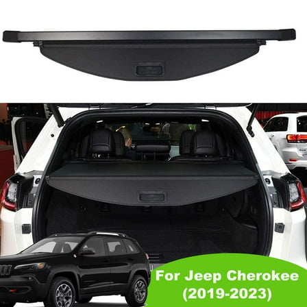 Fit 2019-2023 Jeep Cherokee Cargo Cover for Jeep Cherokee 2019 2020 2021 2022 2023 SUV Accessory Tonneau Cover Black Retractable Rear Trunk Privacy Security Shield Shade Cover