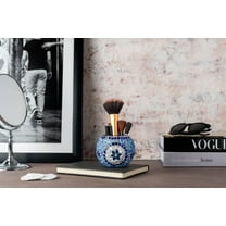 Kafthan Large Mosaic Candle Holder, Glass Tea Light Candle Holder, Handmade Votive Holder, Blue