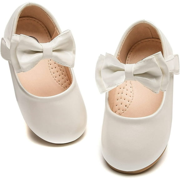 Girls Mary Jane Dress Shoes Front Bow Ballerina Flats Princess Wedding Party School Shoes (Toddler/Little Kid/Big Kid)