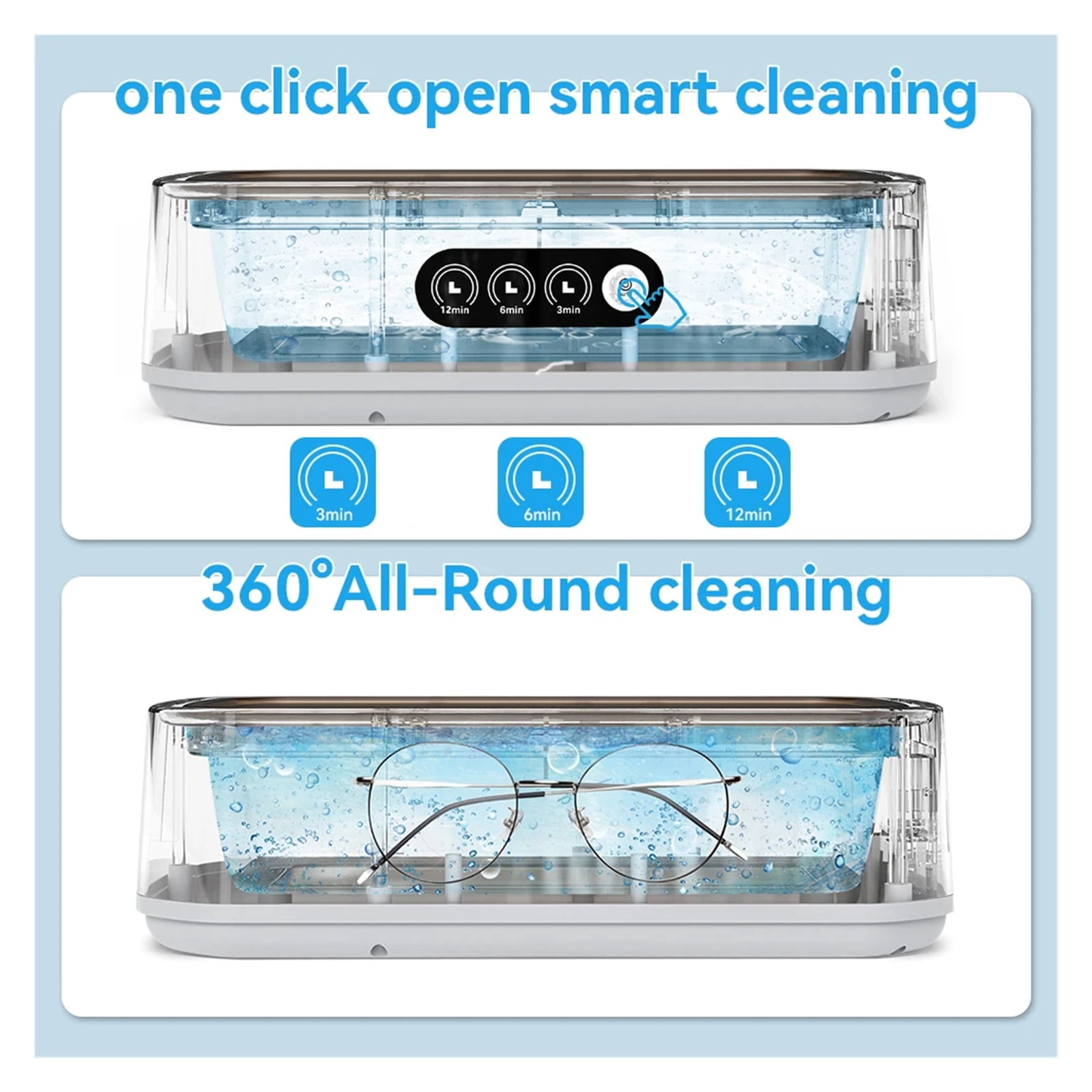 Ultrasonic Cleaning Machine 650ml High-frequency Vibration 360°All-Round Clean For Glasses Jewelry Professional Cleaner