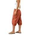 thumbnail image 5 of Karymi Workout Shorts Women Capri Jogger Pants, Elastic High Waist Baggy Cropped Harem Pants, Boho Casual Trousers With Side Pockets, 5 of 8