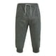 thumbnail image 3 of Pantalones cortos casuales de algodón qucoqpe para hombre, pantalones capri 3/4 para correr, transpirables, por debajo de la rodilla, con dos bolsillos, 3 of 5