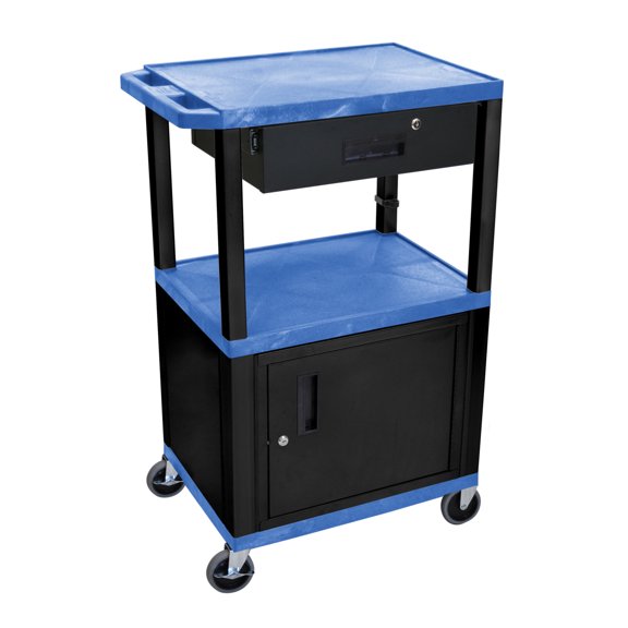 Offex Tuffy Cart with 3 Shelves Cabinet Black Legs with Drawer
