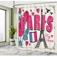 thumbnail image 4 of Ambesonne French Floral Shower Curtain, Paris My Love Eiffel, 69"Wx75"L, Eggshell and Hot Pink, 4 of 4