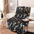 thumbnail image 2 of Black Halloween Dancing Skeletons Round Blanket,Comfortable Soft Flannel Throw Blanket,All Season,Warm Lightweight Blankets for Sofa Bed Couch Living Room Chair 60"x60", 2 of 5