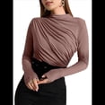 thumbnail image 1 of Camiseta Interior de Larga para Mujer, Otoño e Invierno, Nueva, con Cuello Redondo Cepillado Marrón L, 1 of 10
