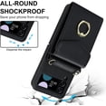 thumbnail image 5 of Phone Case for Samsung Galaxy Z Flip 3 5G 2021 Wallet Cover with RFID Blocking Ring Crossbody Wrist Strap Stand Credit Card Holder Leather Cell Accessories ZFlip3 Z3 Flip3 3Z Women Men Black, 5 of 11