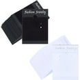 thumbnail image 2 of 200Pcs 2 x 1.46 Inch Black Velvet Earring Cards Plastic Jewelry Cards White PVC Display Hanging Plain Word Rectangle Holders Accessories for Packaging Selling Jewelry Earrings Craft Decor, 2 of 4