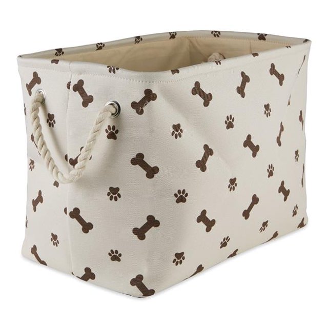 Design Imports CAMZ12465 Paw & Bone Rectangle Polyester Pet Bin, Dark Brown - Medium