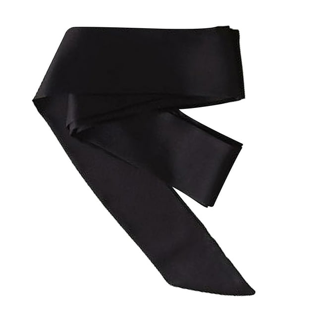 Bufanda de seda de color liso para bolso, bolso, bolso, bufanda, lazo, cinta Negro