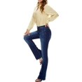 thumbnail image 2 of Jeans acampanados para mujer Jeans acampanados de talle alto con pantalones de mezclilla rasgados de pierna ancha clásicaBlue2, 2 of 5