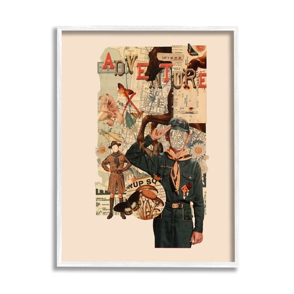 Stupell Industries Surreal Adventure Botanical Collage Graphic Art White Framed Art Print Wall Art, Design by Matheus Lopes Castro