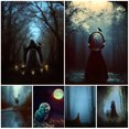thumbnail image 2 of Pintura en lienzo de The Dark Magic Forest para pared, póster de arte abstracto de bruja y espejo, impresiones, decoración del hogar sin marco, 2 of 3