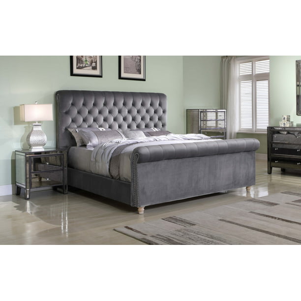 Best Master Furniture Jean Carrie, Cal King Upholstered Sleigh Bed