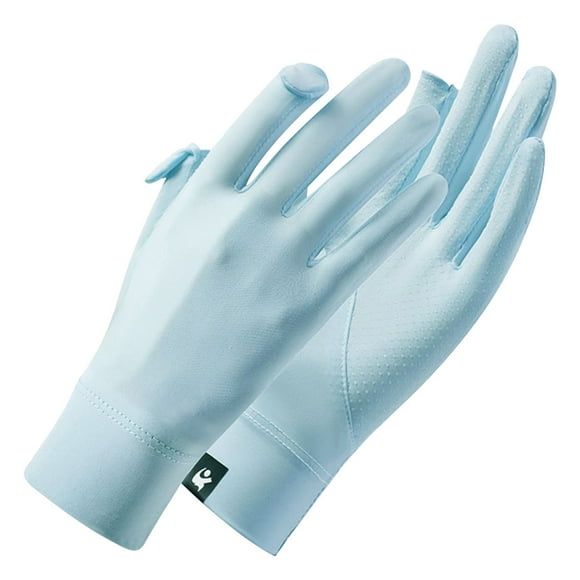 Ganfancp Ice Silk Sunscreen Gloves Summer Thin Cycling Driving Anti-Ultraviolet Non-Slip Outdoor Riding Gloves for Home