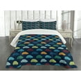 thumbnail image 3 of Ambesonne Cars Quilted Bedspread Set 3 Pcs, Mini Retro Vehicle on Road, Queen Size, Dark Blue Aqua Mustard, 3 of 5