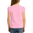 thumbnail image 4 of PWPSG Girls Back to School Shirts Kids Crewneck Tees Lightweight Summer Casual Shirts Solid Short Sleeve Tops for School & Daily Wear Pink 9-10 Years, 4 of 8