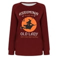 thumbnail image 4 of Rbaofujie Chandail à Capuchon pour Femmes Femmes Décontracté Manches Longues Col Rond Hauts Blouse Ample Imprimé Graphique Chandail en Molleton Vin Chandail d'Halloween, 4 of 4