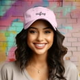 thumbnail image 3 of Dalix Wifey Embroidered Cotton Husband Baseball Cap Adjustable Dad Hat Womens in Washed Pink, 3 of 5