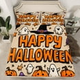 thumbnail image 2 of jejeloiu Happy Halloween Bed Sheets,Cute Ghost Pumpkin King Sheets,Graffiti Hippie Sheet Set For Children,Lightweight Room Decor,4-Piece, 2 of 7