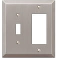thumbnail image 3 of Amerelle 2-Gang Stamped Steel Single Toggle/Rocker Wall Plate, Brushed Nickel, 3 of 5