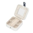 thumbnail image 1 of Jewelry Box Compartment Design Convenient Practical Portable Simple Style Travel Jewelry Case for Earrings Rings White, 1 of 9