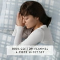 thumbnail image 6 of Light Blue Woven 4 Piece 100% Cotton Flannel Deep Pocket Sheet Set, Queen, by Noble Linens, 6 of 8