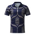 thumbnail image 2 of Camisas Vaqueras Para Hombre Manga Corta Camisa informal de manga corta con cuello vuelto y cremallera con estampado informal para hombre (Navy, 3XL), 2 of 5