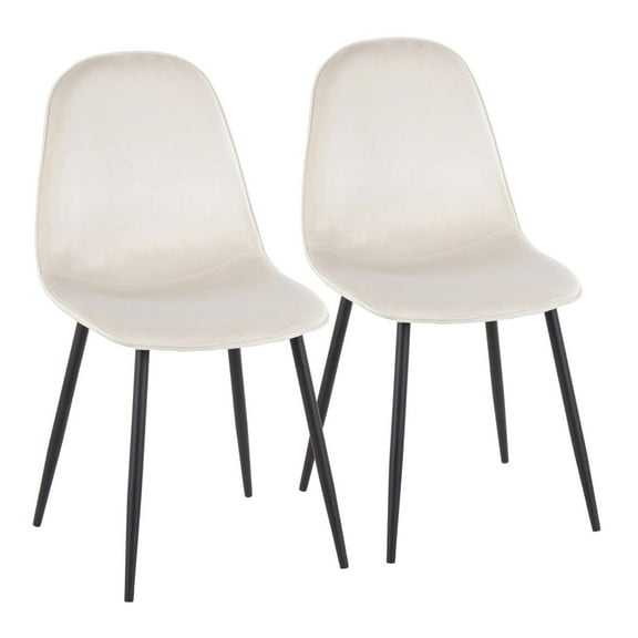 Silver Orchid Stone Black Dining Chair - Set of 2 Cream Velvet Velvet